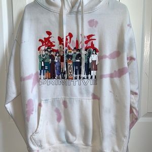 🔥 2/$25 Naruto x primitive white pink/blue tie dye hoodie